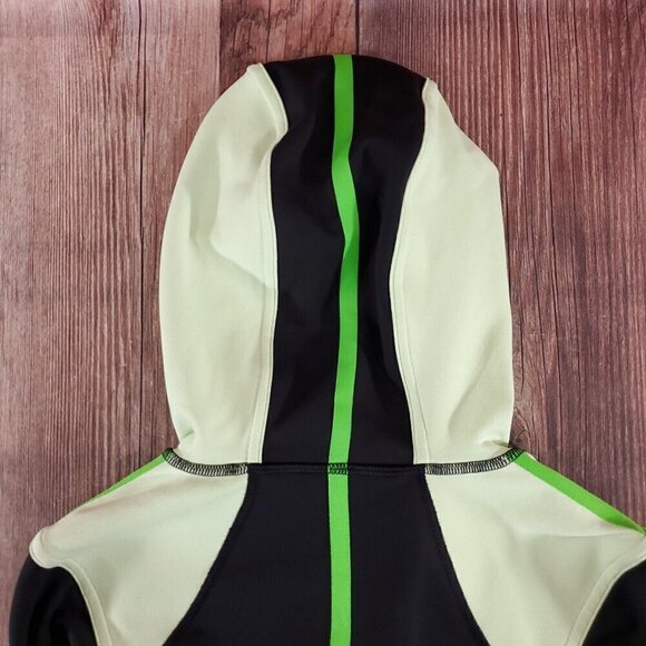 Lululemon Womens Sz 4 Studio Surf Jacket Black Green Full Zip Front Hood Pockets - Picture 8 of 14
